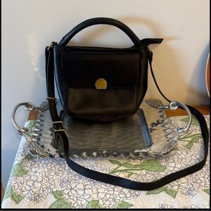 Madewell Classic Black Leather Top-Handle Crossbody Bag